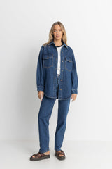 Oversized Denim Shacket Dark Wash