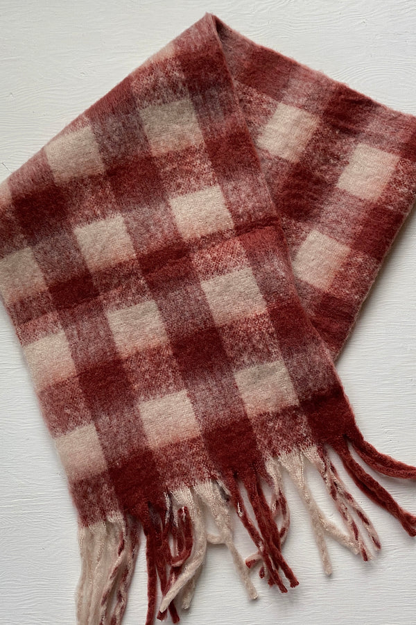 Blanket Scarf Gingham Rust