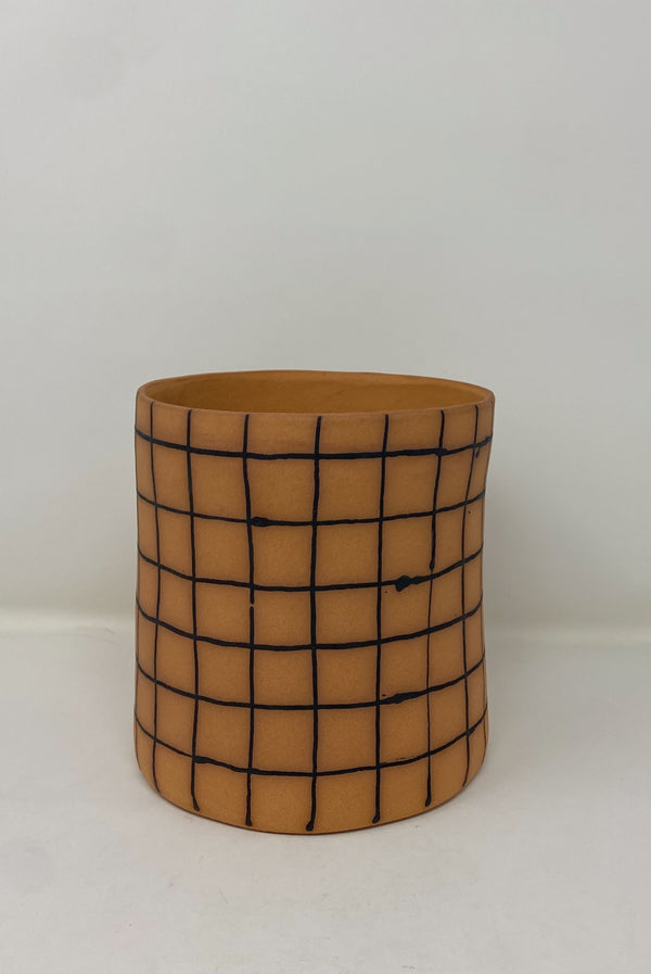 6 inch Grid Planter Gold And Black