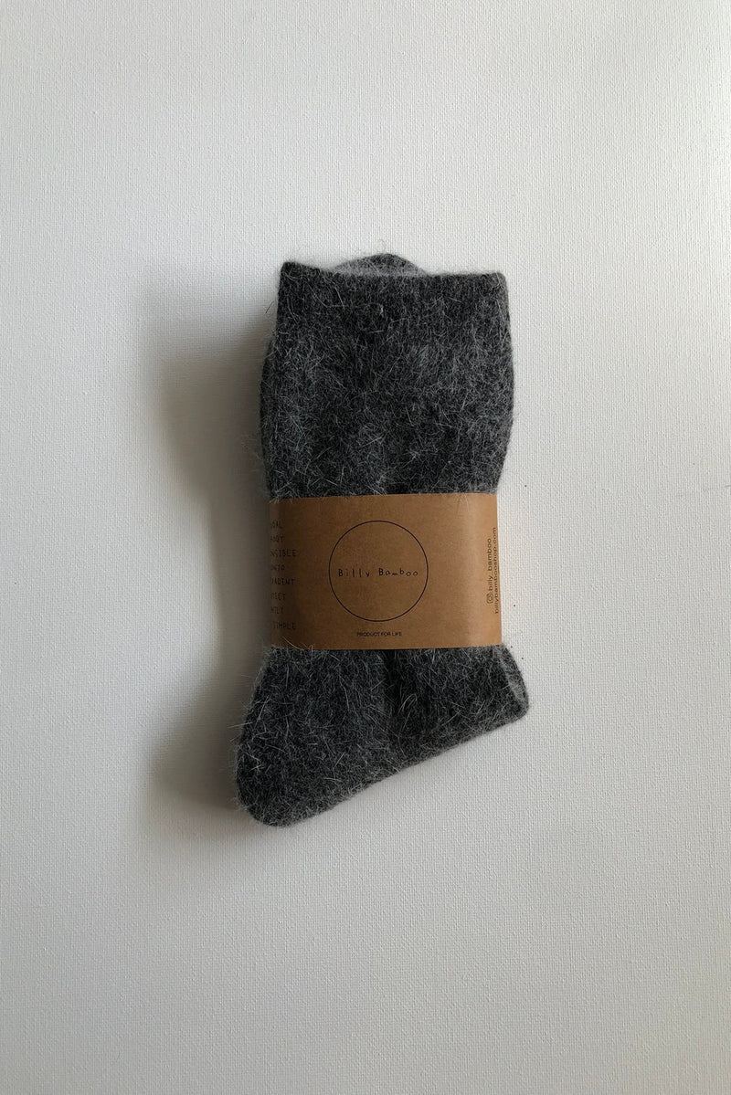 Fluffy Angora Socks Dark Gray