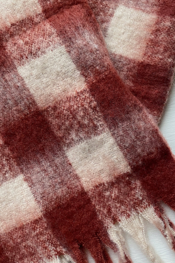 Blanket Scarf Gingham Rust