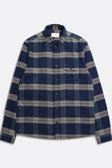 Larry Check Shirt Navy/Cornstalk