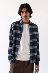 Larry Check Shirt Navy/Cornstalk