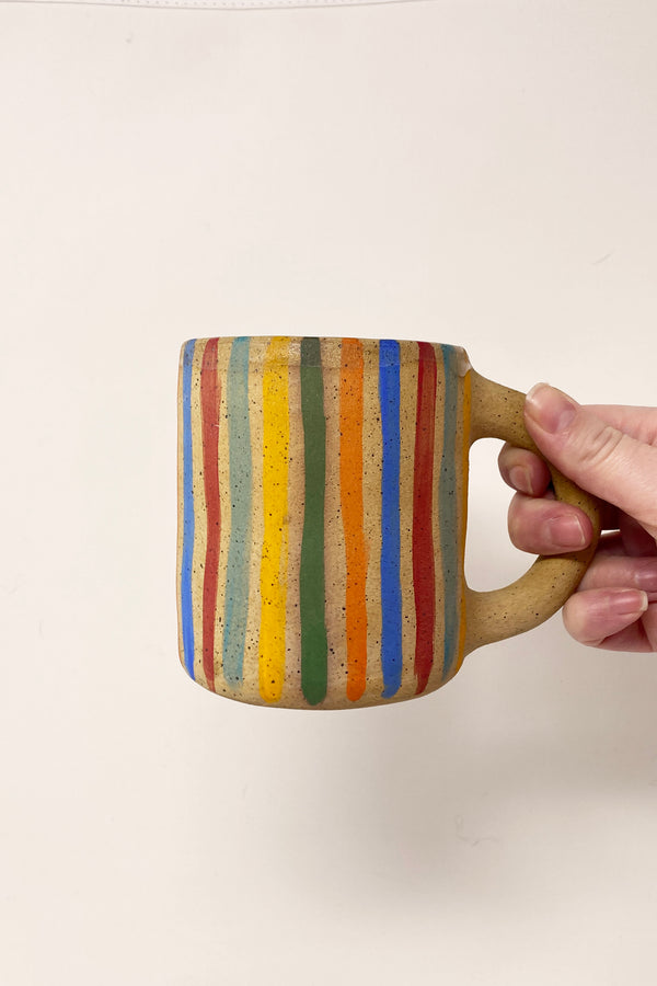 Rainbow Striped Gold Mug