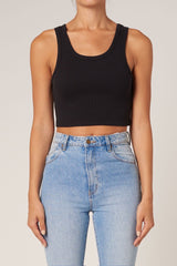 Heavy Rib Toni Crop Jet Black