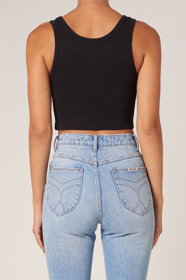 Heavy Rib Toni Crop Jet Black