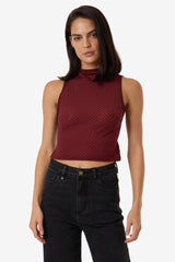 Petra Mesh Top Dark Cherry