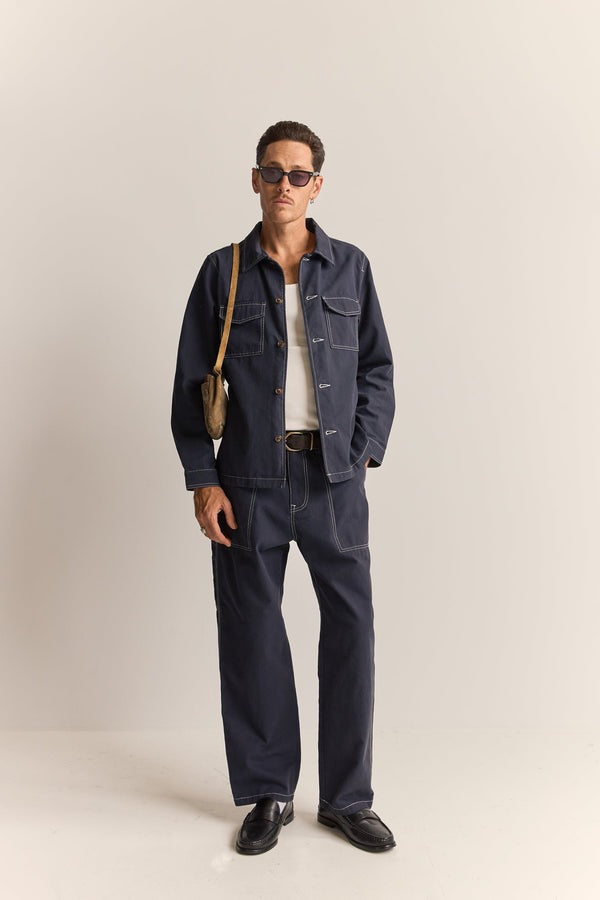 Contrast Stitch Carpenter Canvas Pant Indigo