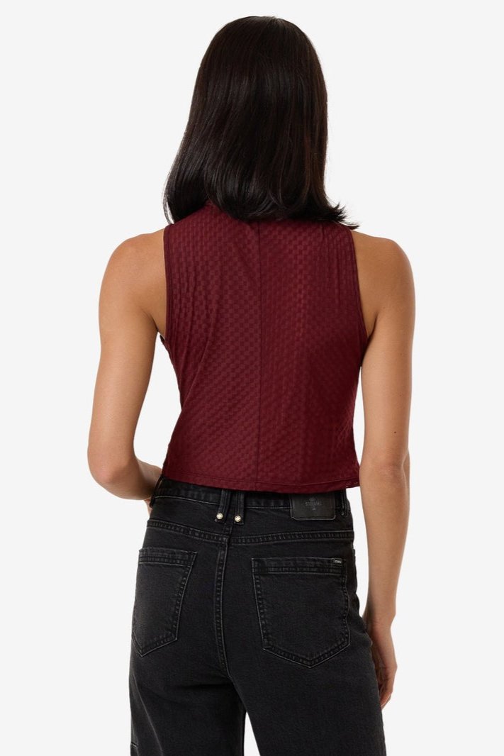 Petra Mesh Top Dark Cherry