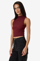 Petra Mesh Top Dark Cherry