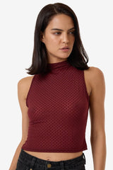 Petra Mesh Top Dark Cherry