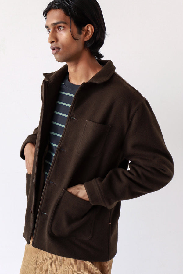 Station Jacket Slate Brown Melton