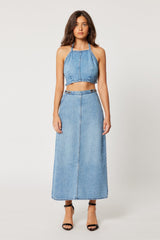 Charlie Denim Maxi Skirt Mid Vintage Blue