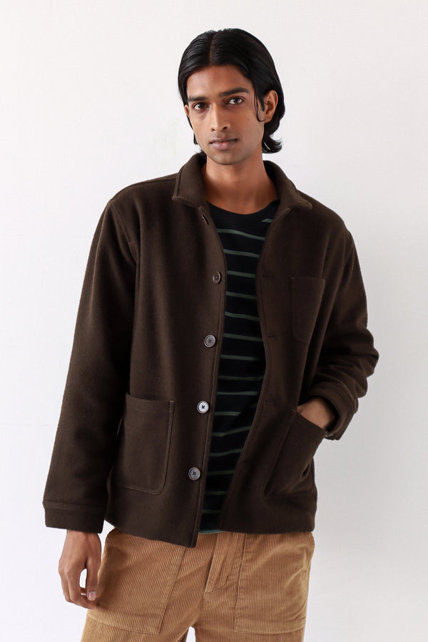 Station Jacket Slate Brown Melton