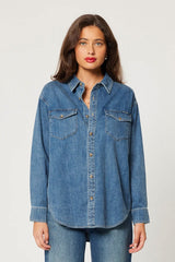 Classic Denim Shirt Worn Blue