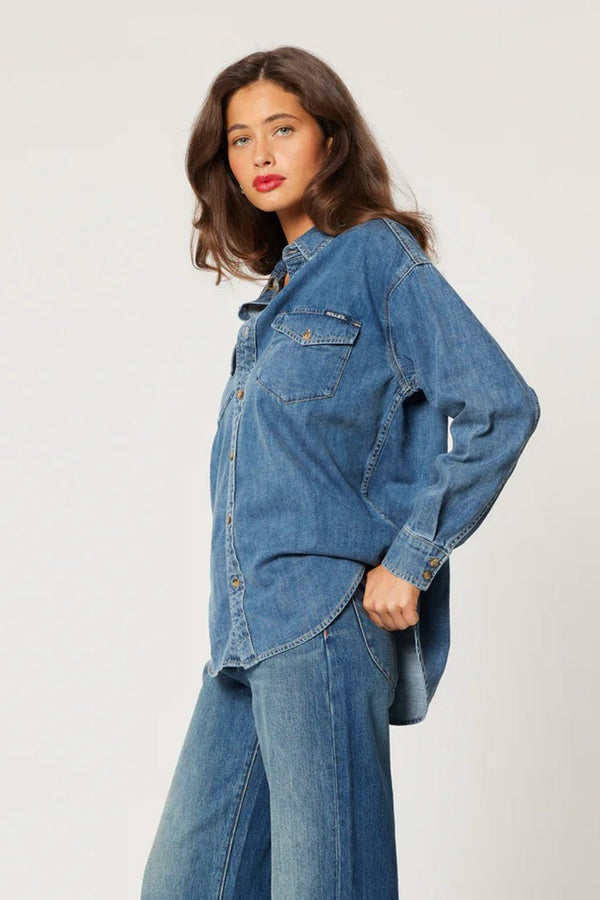 Classic Denim Shirt Worn Blue