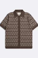 Zigger Cardigan Palm Tree Dark Brown