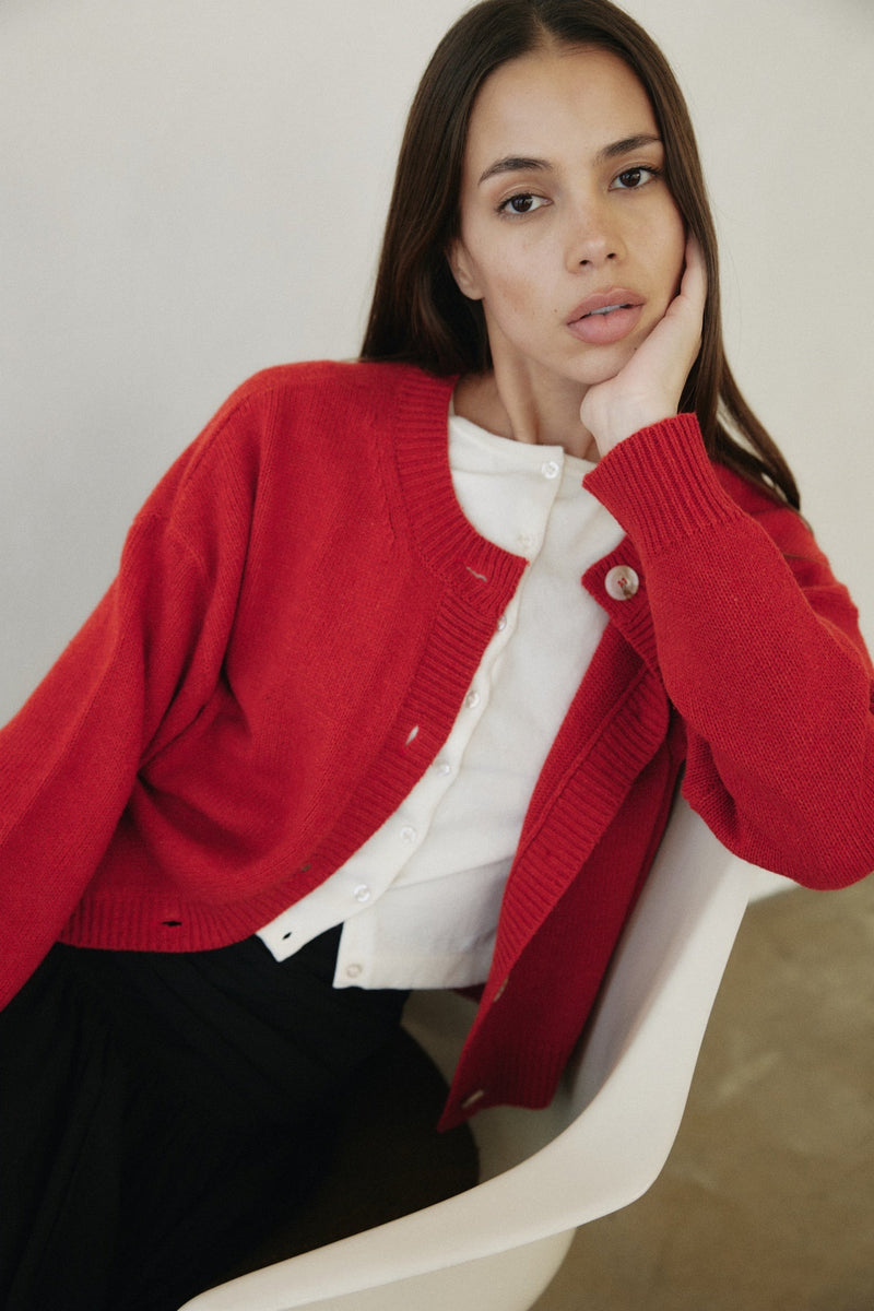 The Lucy Cardigan Red