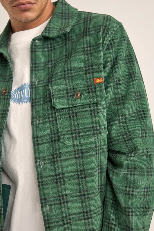 Cord Check Overshirt Green