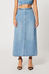 Charlie Denim Maxi Skirt Mid Vintage Blue