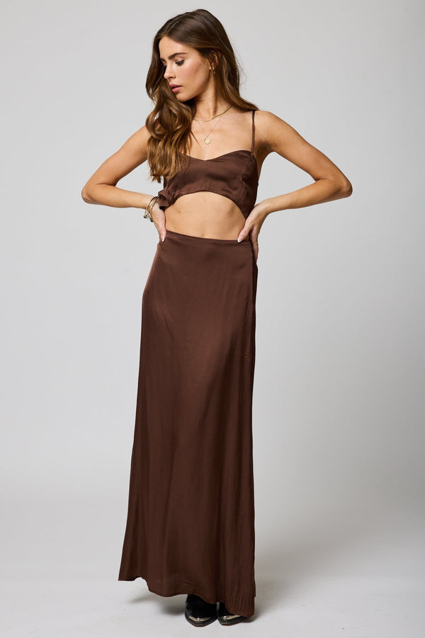 Silky Good Grace Maxi Skirt Chocolate