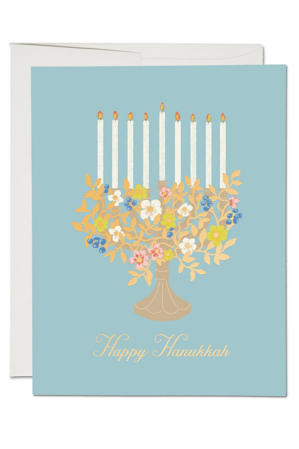 Floral Menorah Card