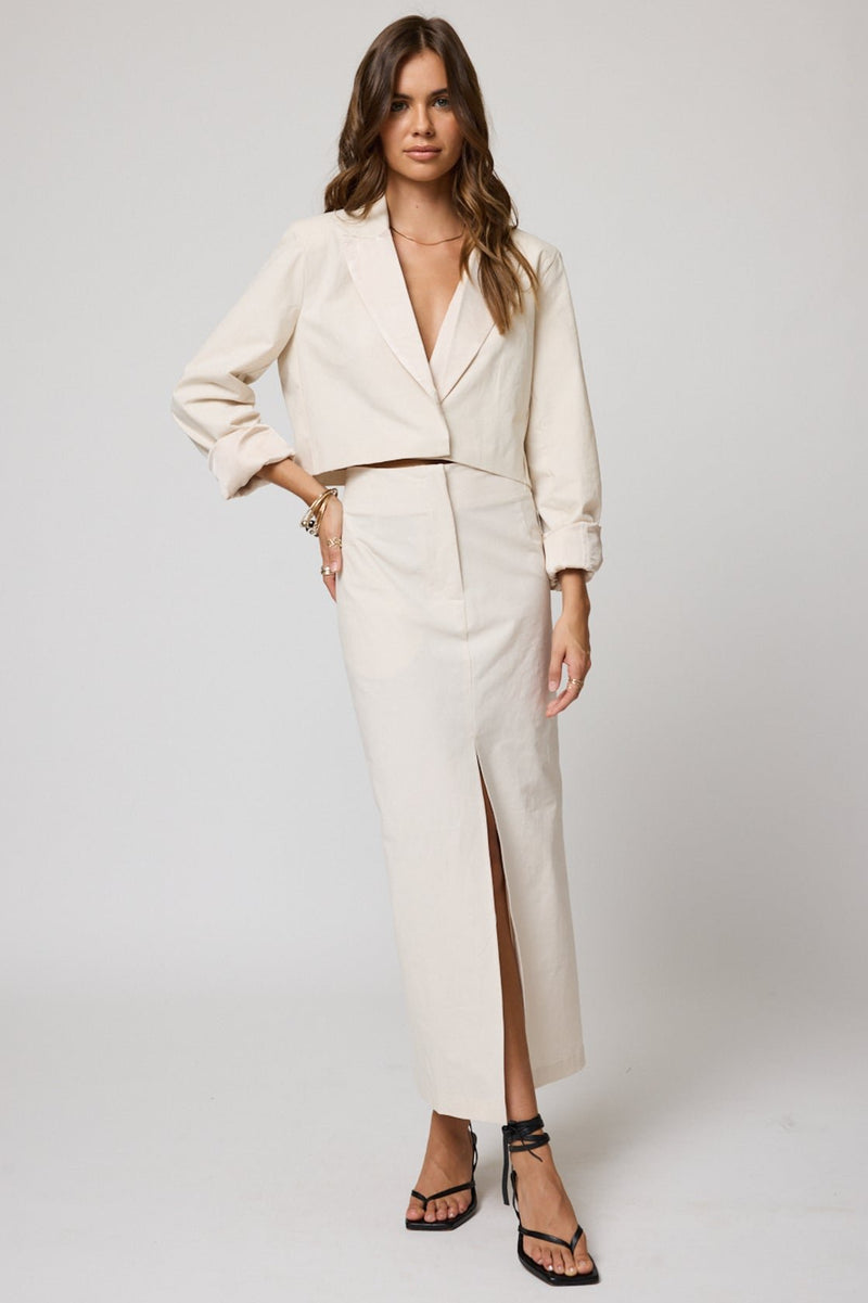 The Matte Twill Crop Blazer Winter White